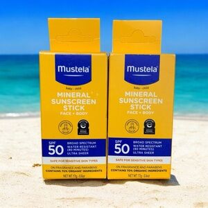 2 Pack Mustela Mineral Sunscreen Stick SPF 50 Baby Kid Face Body 0.6 oz EX 10/27